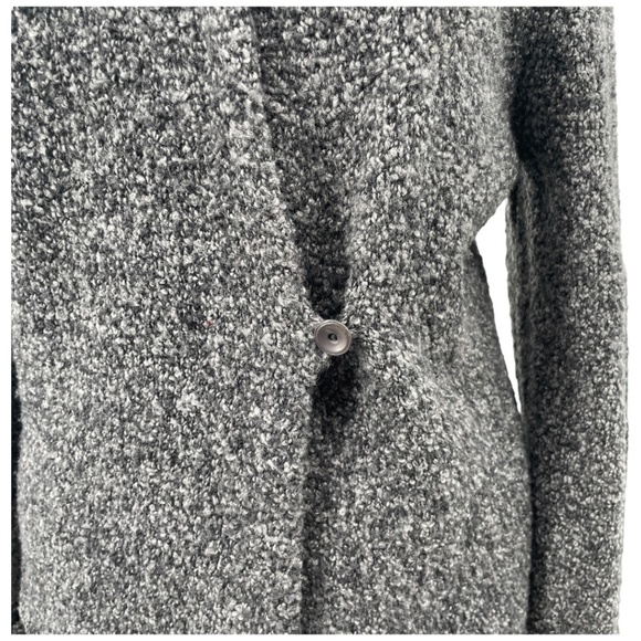 Eileen Fisher Wool Knit Boucle Cardigan, Marled Black/Grey, Size M - Picture 4 of 8